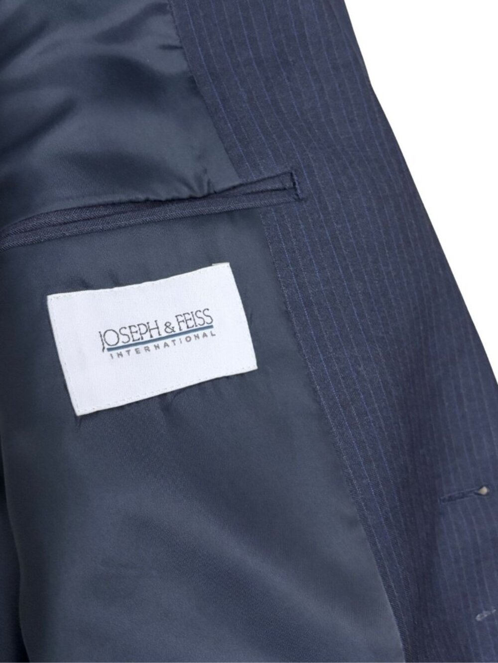 JOSEPH & FEISS PINSTRIPE SUIT Blue Business Casual Formal Blazer Pants Mens 40R - Picture 4 of 11